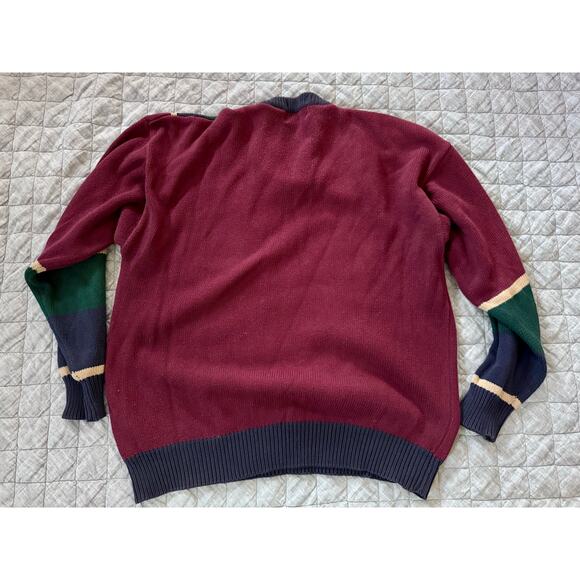 Vintage Roundtree & Yorke Hand Intarsia Men Large Preppy Golf Sweater Knit Block - Picture 7 of 7